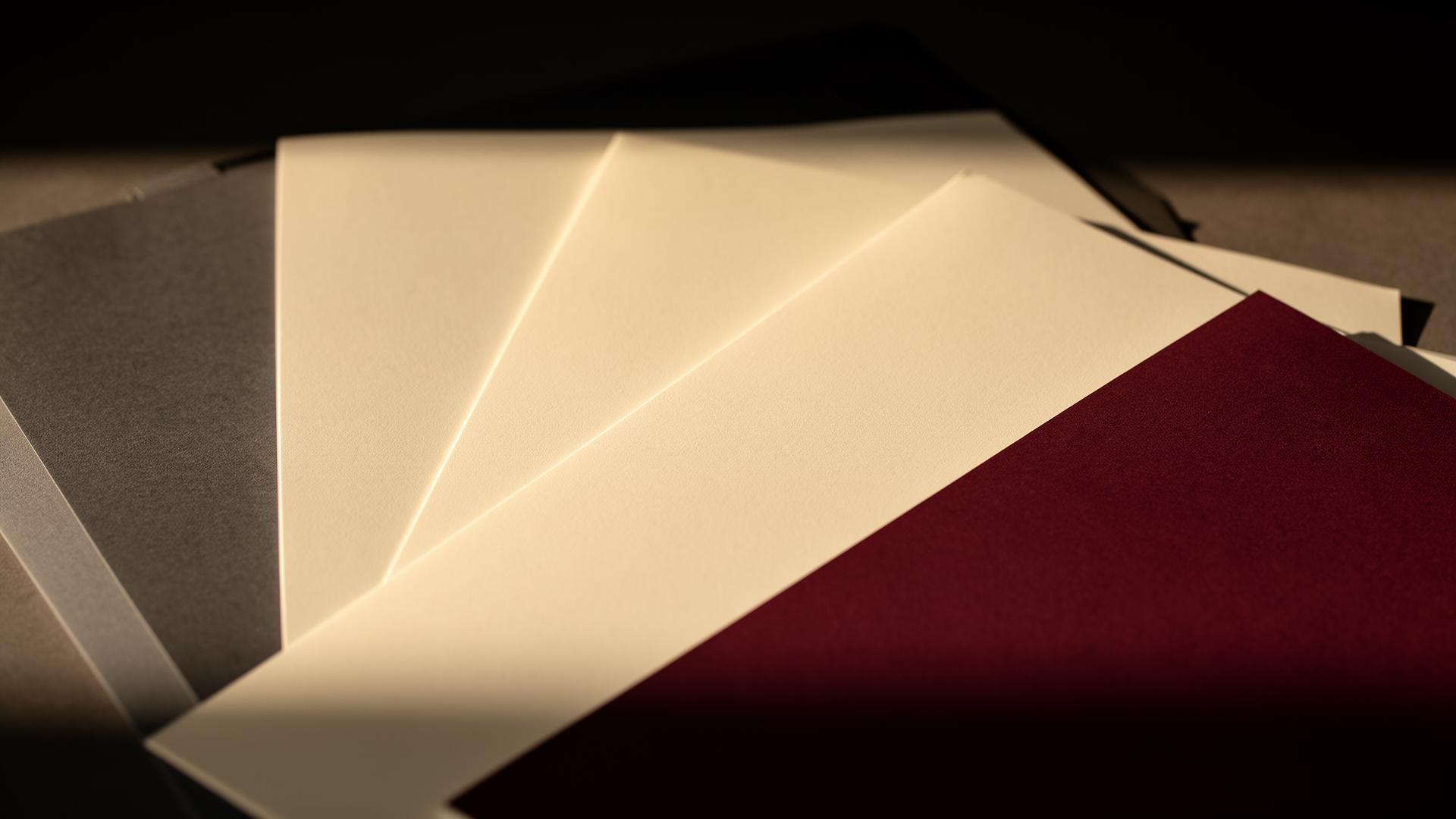 Fanned cream report pages on a dark surface